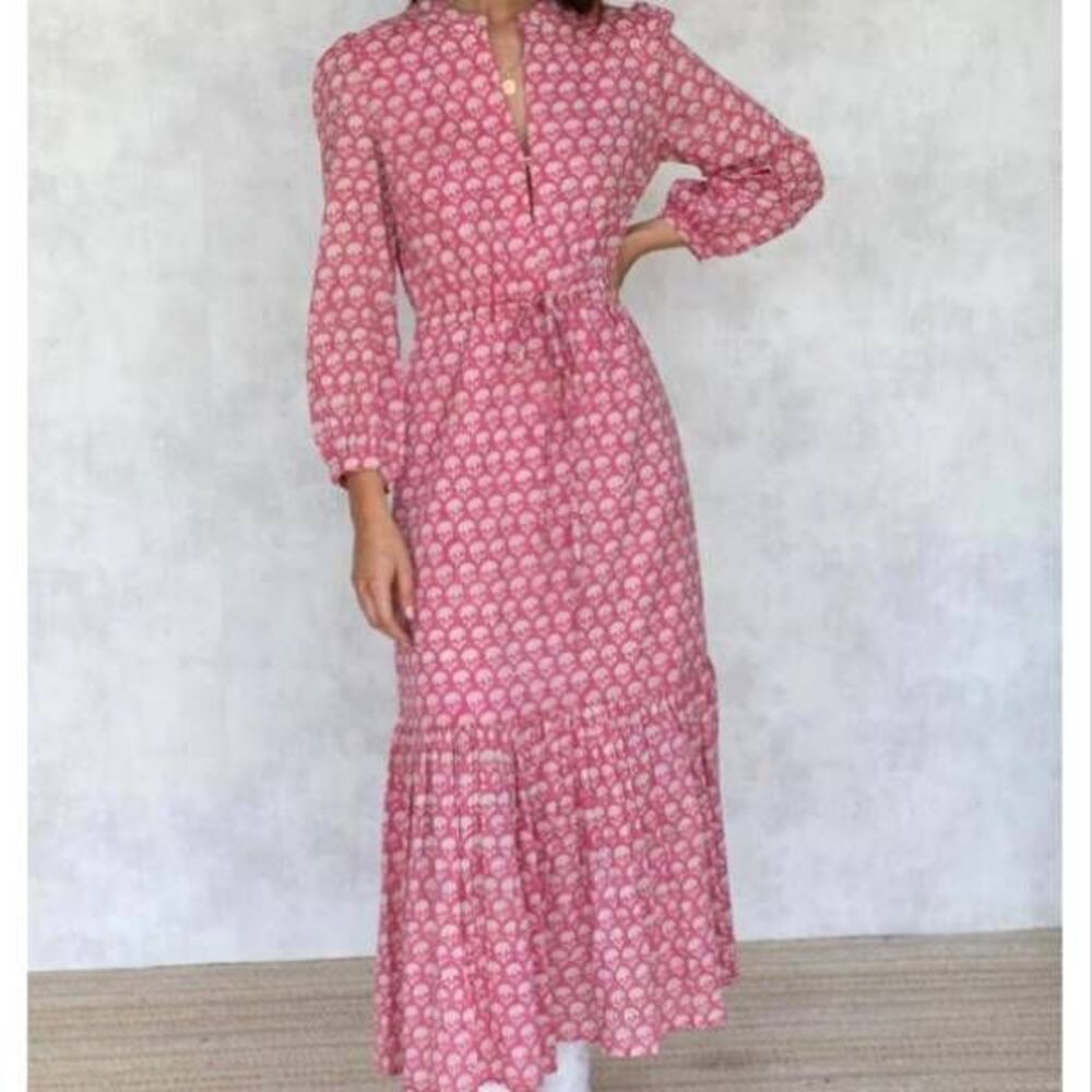 Emerson Fry Frances Dress in Crescent Flower Bon Pink Organic sz XS